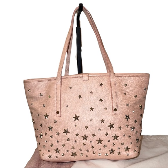 Jimmy Choo Sasha S Star Studded Blush Pink Metallic Tote Bag (EUC) w/ Dustbag - Picture 4 of 16